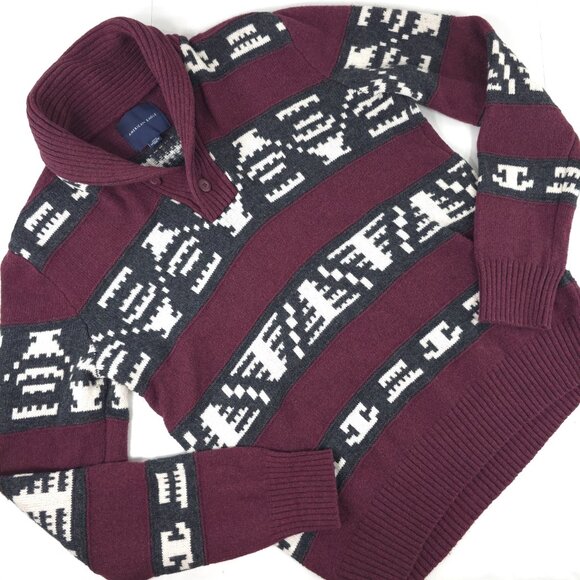 American Eagle Outfitters Other - AMERICAN EAGLE Sweater Men's SIZE MEDIUM Aztec Multicolor Knitted Shawl Collar..